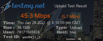 Speed Test Result