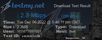 Speed Test Result