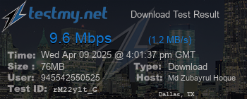 Speed Test Result