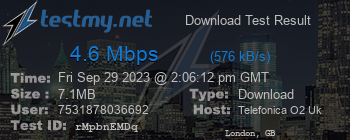 Speed Test Result