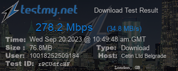 Speed Test Result