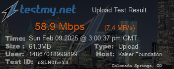 Speed Test Result