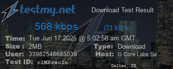 Speed Test Result