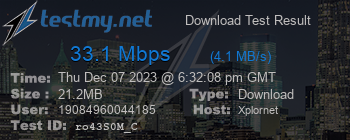 Speed Test Result