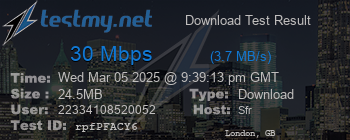 Speed Test Result