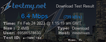 Speed Test Result