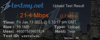 Speed Test Result