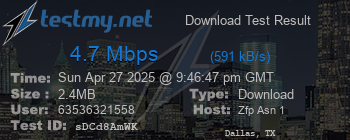 Speed Test Result