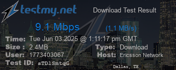 Speed Test Result