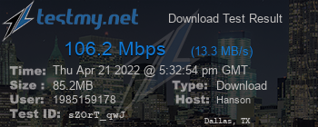 Speed Test Result