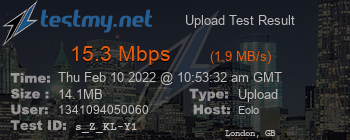 Speed Test Result