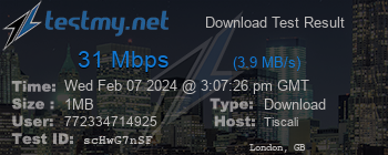 Speed Test Result