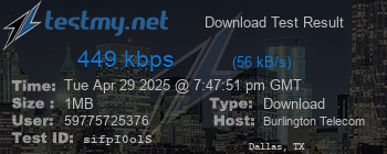 Speed Test Result