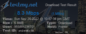 Speed Test Result