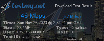 Speed Test Result