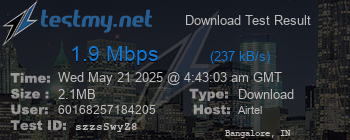 Speed Test Result