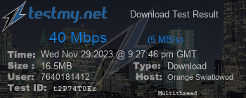 Speed Test Result