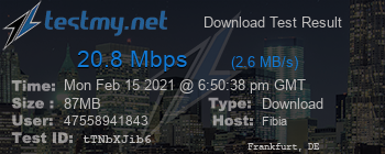 Speed Test Result