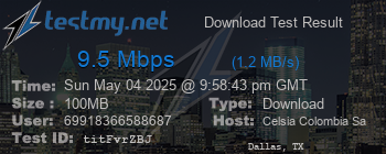Speed Test Result
