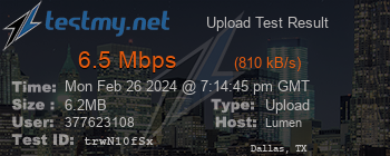 Speed Test Result