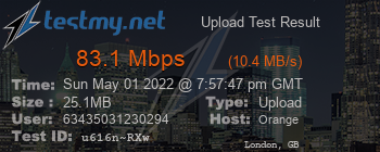 Speed Test Result