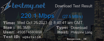 Speed Test Result