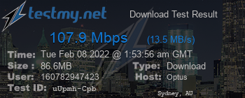 Speed Test Result