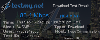 Speed Test Result