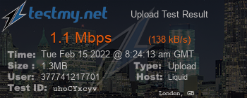 Speed Test Result