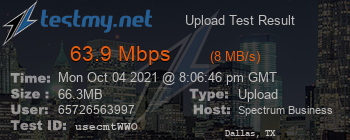 Speed Test Result