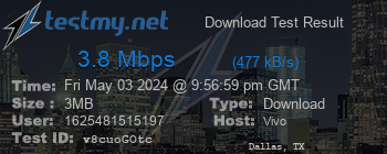 Speed Test Result