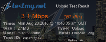 Speed Test Result