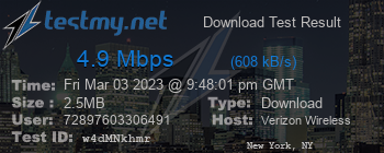 Speed Test Result
