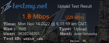 Speed Test Result