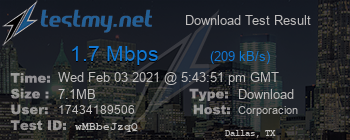 Speed Test Result