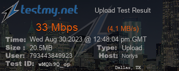 Speed Test Result