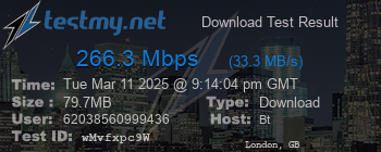Speed Test Result