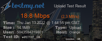 Speed Test Result