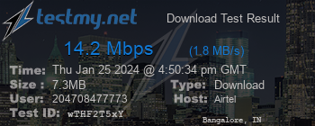 Speed Test Result