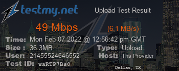 Speed Test Result