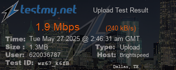 Speed Test Result