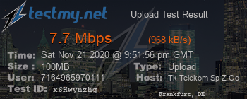 Speed Test Result