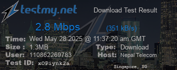 Speed Test Result