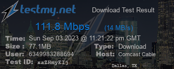 Speed Test Result