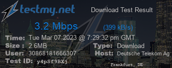 Speed Test Result