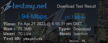 Speed Test Result