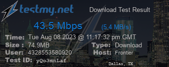 Speed Test Result