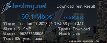 Speed Test Result