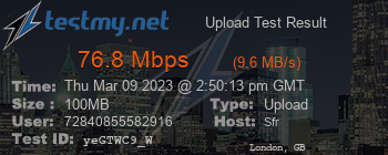 Speed Test Result