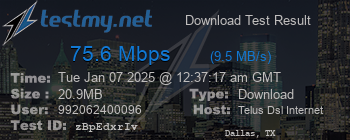 Speed Test Result